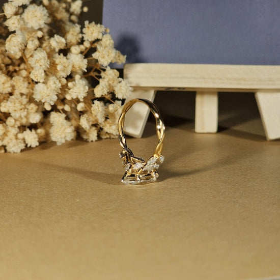 Nature Inspired Marquise Cut Engagement Ring