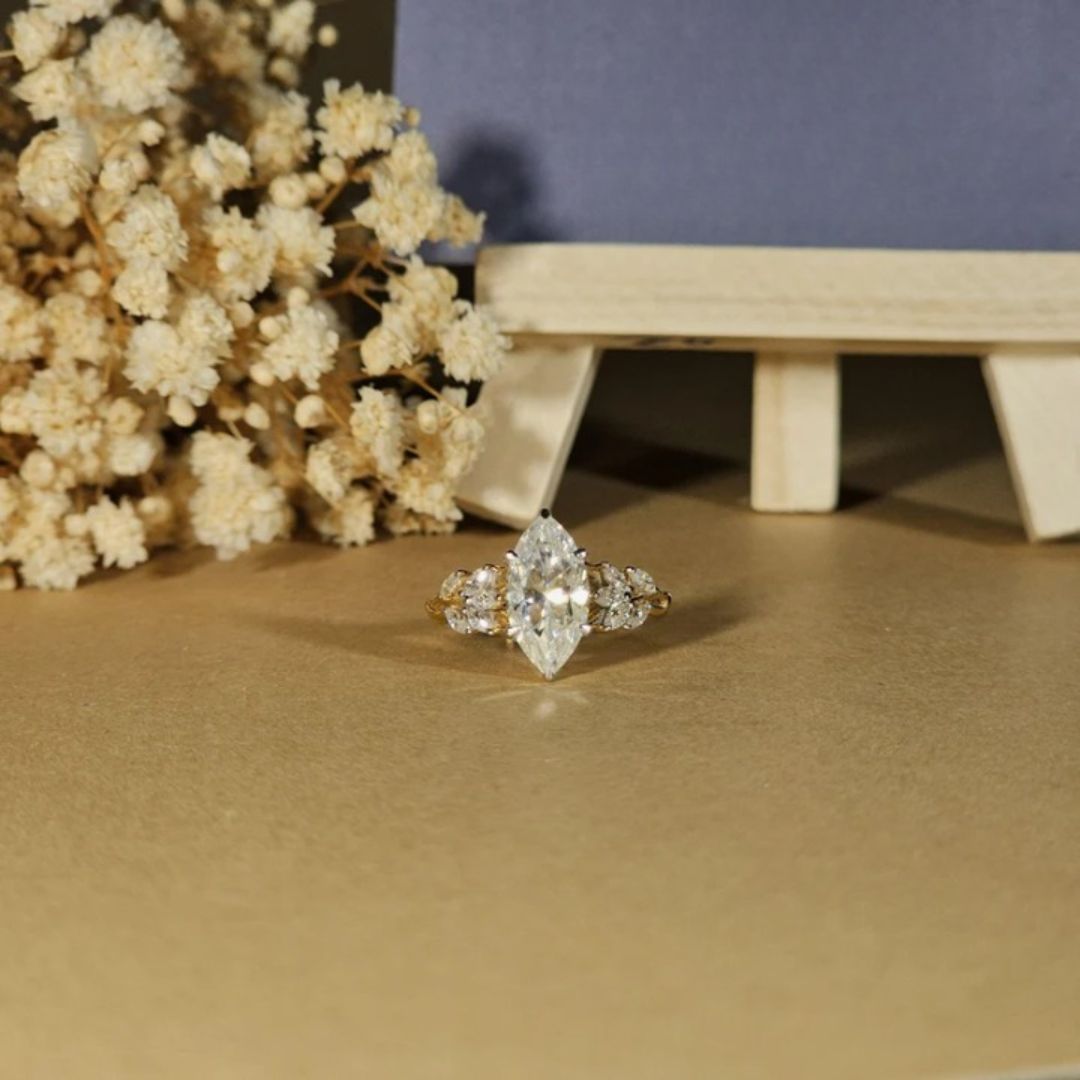 Nature Inspired Marquise Cut Engagement Ring