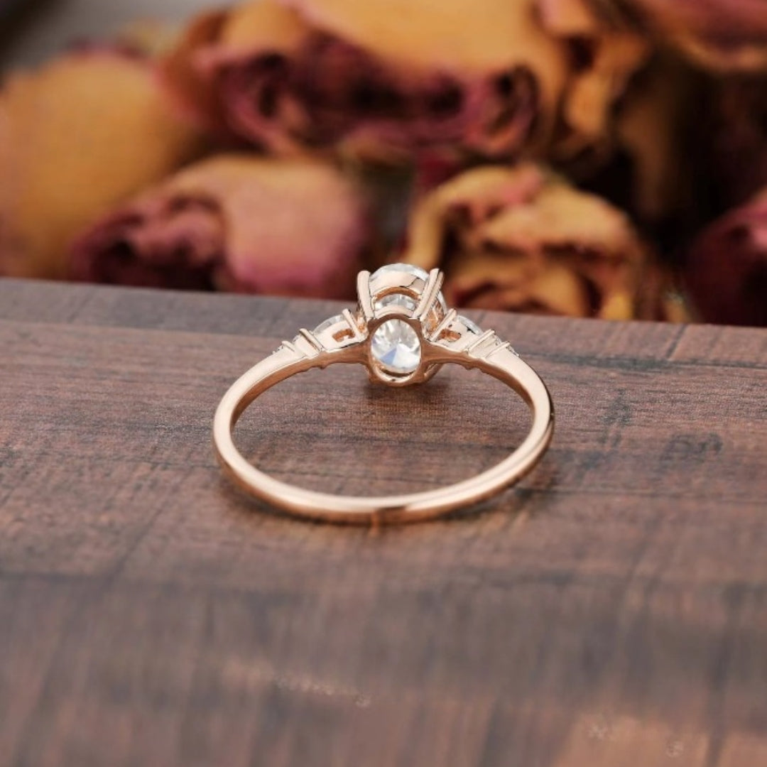 Unique Side Stone Simulated Diamond Engagement Ring