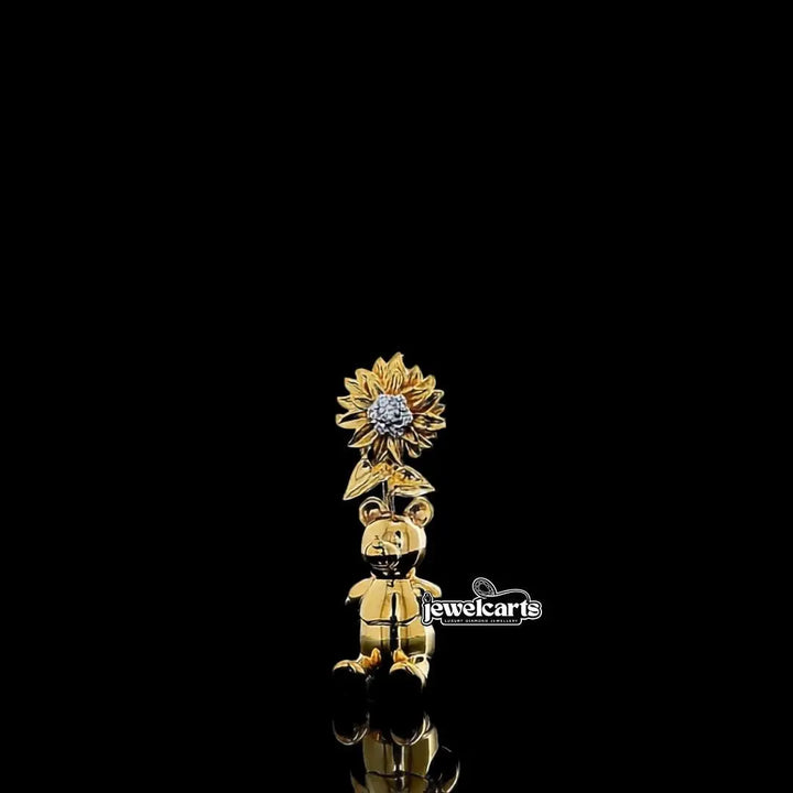 Sunflower Teddy Moissanite Pendant in 925 Sterling Silver Front View
