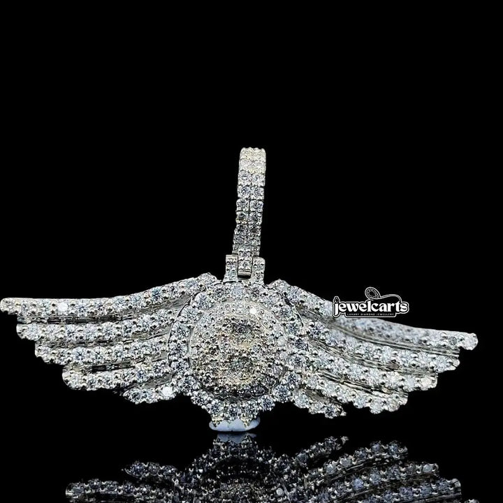 Triumph Wing Moissanite Statement Pendant in 925 Sterling Silver Front View