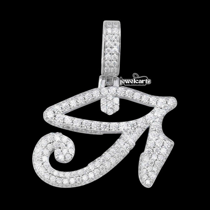 VVS Moissanite Eye of Horus Pendant in 14K White Gold Front View