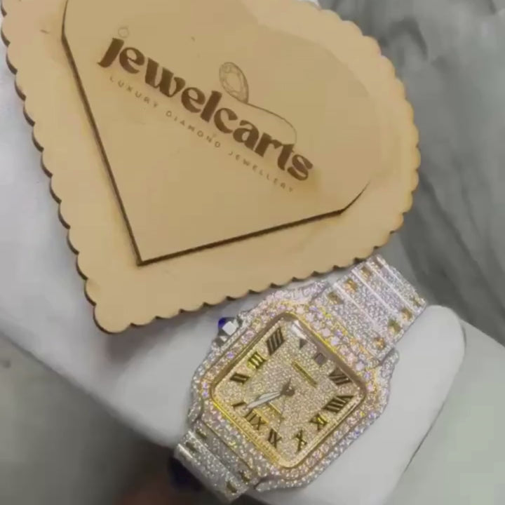 Moissanite 48.25 CT Round Cut Diamond Mid-Century Watch